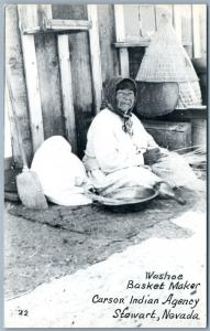 WASHOE BASKET MAKER CARSON INDIAN AGENCY STEWART NV VINTAGE REAL PHOTO PC RPPC