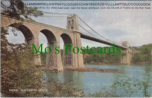 Wales Postcard - Llanfairpwllgwyngyll, Menai Suspension Bridge RS35992