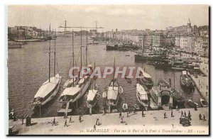 Old Postcard Marseille Harbor View and Point Boat Transporter