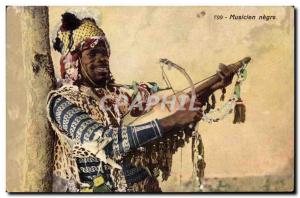 Old Postcard Folklore Musician negro