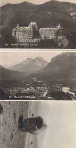 Banff Springs Hotel Cattle Village Aerial 3x Old Canada Postcard s