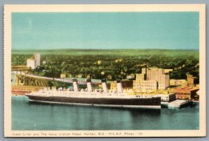 Postcard Halifax NS c1930s Ocean Liner and The Nova Scotian Hotel RCAF Photo