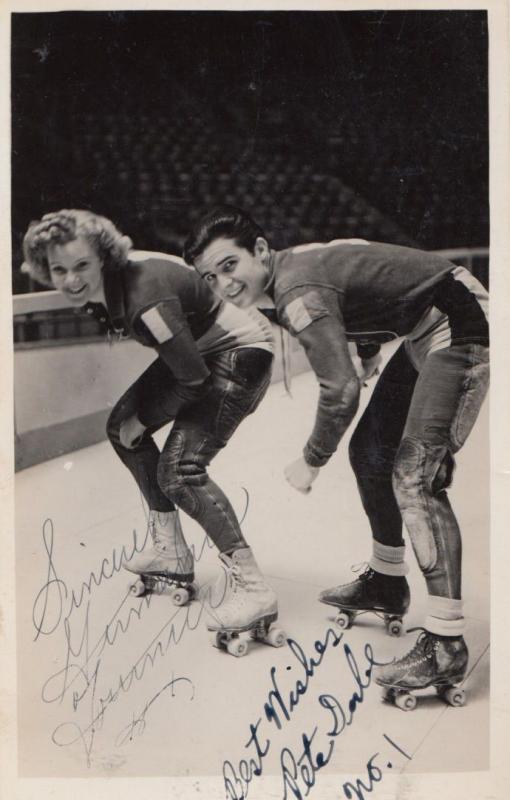 Champion Ice Skater Skating Double Hand Signed Vintage Photo