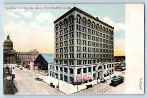 Indianapolis Indiana IN Postcard Traction Terminal Building Birds Eye View 1910