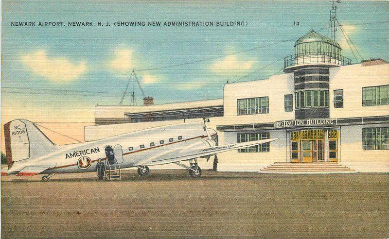 Airport Administration Building 1945 Newark New Jersey linen Tichnor 7910