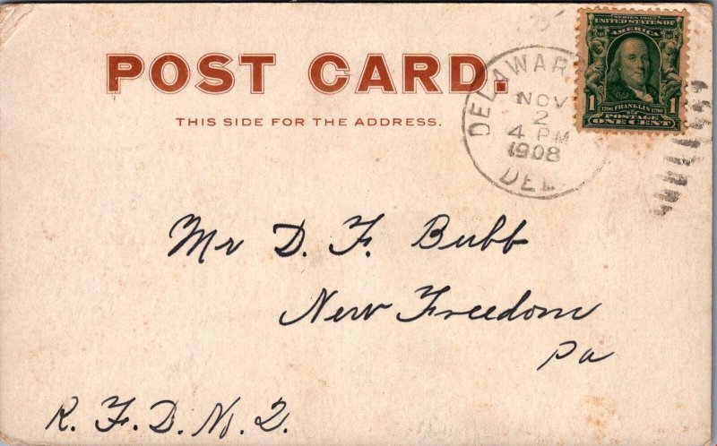 Postcard Waiting to be Locked Through Delaware City  DE 1908