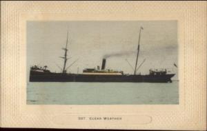 Steamship Steamer - CLEAR WEATHER c1910 Postcard