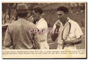 Old Postcard Tennis Davis Cup Roland Garros Jean Borotra eat Marcel Bernard s...