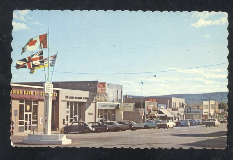 DAWSON CREEK BRITISH COLUMBIA DOWNTOWN STREET SCENE OLD CARS POSTCARD