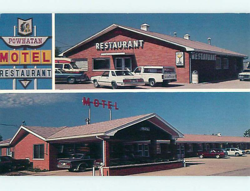 Unused Pre-1980 OLD CARS & POWHATAN MOTEL & RESTAURANT Pocahontas IL u4889