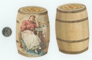 1880's Washburn, Crosby Co. Flour Barrel 2 Card Lot Victorian Trade Card P138