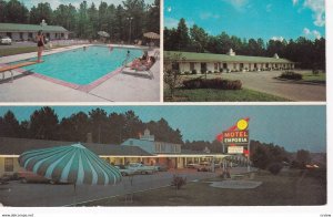 EMPORIA, Virginia, 1940-60s; Motel Emporia at night, Swimming Pool, Classic Cars