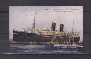 P & O  SS RAWALPINDI  India Mail & Passenger Service , c1925 ppc., unused.