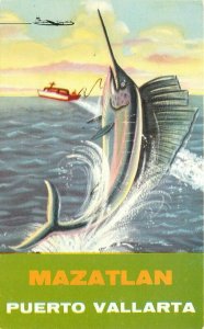 Artist Impression Vallarta 1950s Postcard Sport Fishing Mexico 20-9589