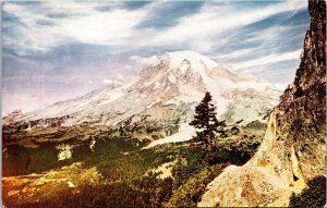 Snow Capped Mt Rainier National Park Postcard UNP VTG Color Card Unused Vintage 