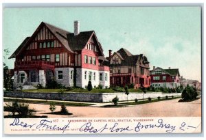 Seattle Washington WA Postcard Residences On Capitol Hill Scene 1908 Antique