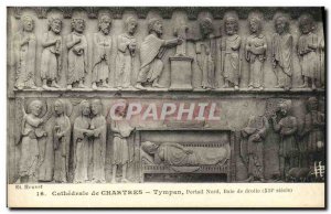 Old Postcard Cathedral of Chartres Eardrum Portal North Bay right XII th century