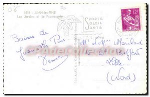 Old Postcard Juan Les Pins Gardens and Promenade