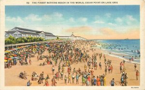 Postcard Cedar Point Lake Erie Bathing Beach #83 Boeckling Teich 23-8799