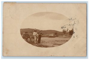 1907 Natal South Africa Rifle Bugle Violinist Wagon Cart RPPC Photo Postcard 