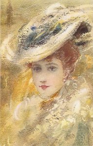 Beautiful lady  Old vintage German, impressionistic postcard. artist drawn.