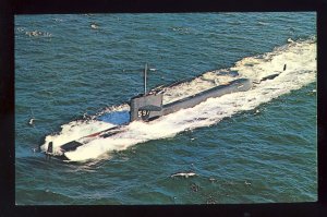 US Navy/Naval Postcard, USS Tullibee, First Of The Nuclear-Powered Submarine