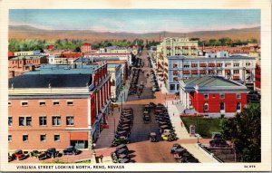 Linen Postcard Virginia Street Looking North in Reno, Nevada~1028 