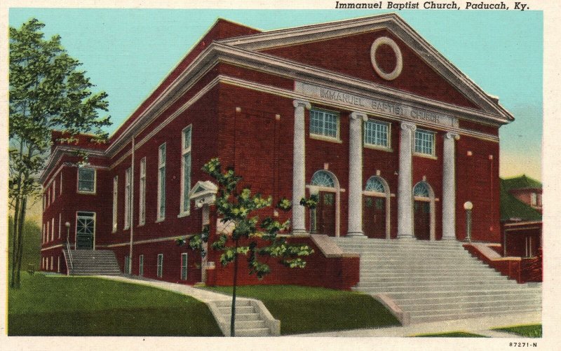 Vintage Postcard 1930's View Immanuel Baptist Church Paducah Kentucky K.Y.