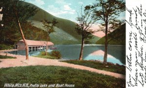 Vintage Postcard 1906 Profile Lake And Boat House White Mountains New Hampshire