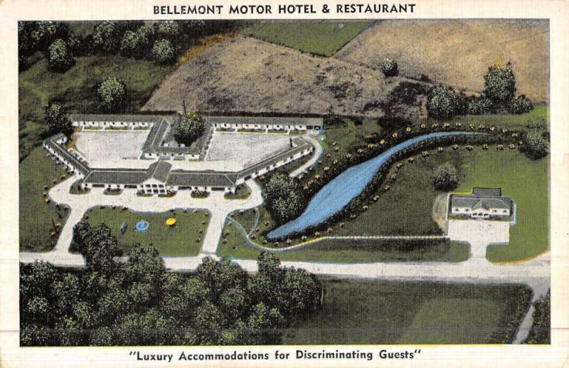 Natchez Mississippi Bellemont Motor Hotel Birdseye View Antique Postcard K47021