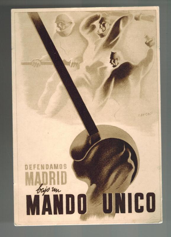 Mint Spain Civil War Propaganda Postcard We Will Defend madrid Under One Command