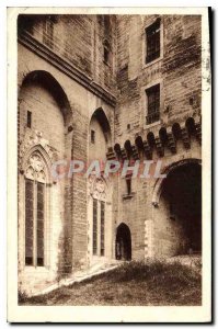 Old Postcard Avignon Popes' Palace A corner of the courtyard