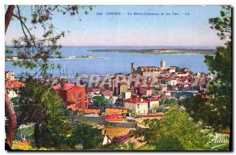 Postcard Old Cannes Mont Chevalier and the Islands