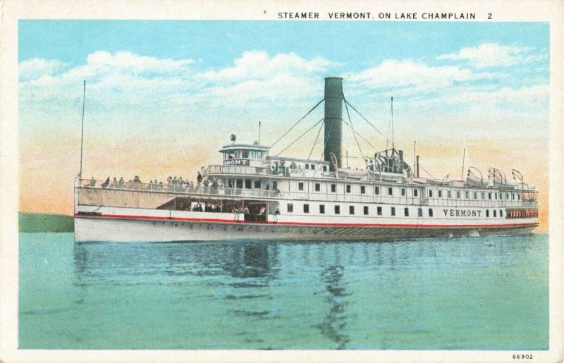 Postcard Steamer Vermont On Lake Champlain