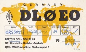Eckenforde Kreisberufsschule 1960s German Amateur Radio Station QSL Postcard