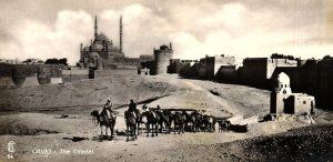 1920s CAIRO EGYPT  THE CITADEL CAMELS PHOTO RPPC POSTCARD P1679