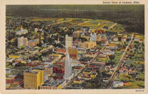 Jackson Mississippi Aerial View Of City Linen Antique Postcard K36717