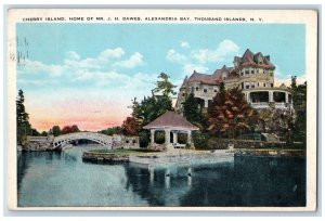 1921 Cherry Island Home Of Mr J H Dawes Alexandria Bay New York Posted Postcard