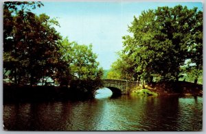 Vtg Bridgeport Connecticut CT Stone Bridge Beardsley Park Postcard