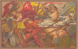 Switzerland national celebration fest 1911 artist Dunki patriotic battle scene 