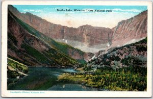 Alberta Canada CAN, Bertha Lake, Waterlon Lakes National Park, Vintage Postcard