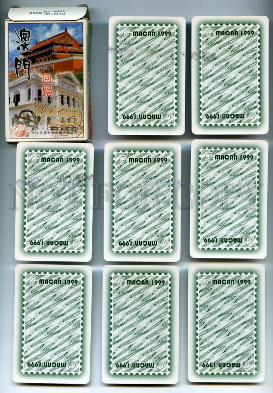 498295 China Macau 1999 deck playing cards 52 cards two Jokers city views box