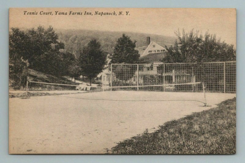 Yama Farms Tennis Court Napanoch New York NY Postcard Antique