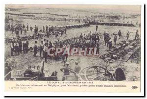 The European conflict in 1914 Old Postcard A German camp in Belgium near Moel...
