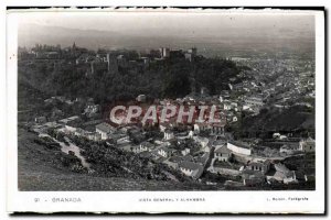 Old Postcard Granada Alhambra and General Vista