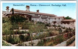 BERKELEY, California  CA   Beautiful Home, Gardens CLAREMONT  ca 1910s  Postcard
