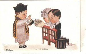 E. Hertogs. Children. The Wedding Nice vintage Spanish Postcard