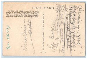 c1930 Ten Mile Club Three Miles Northwest Baltimore Maryland MD Vintage Postcard