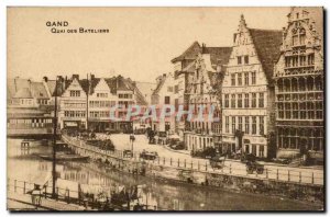 Old Postcard Belgium Ghent Quai des Bateliers (advertisement Ghislain Street ...