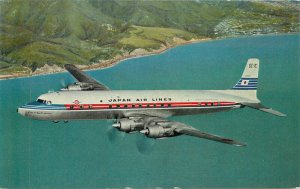 Japan Airline 1950s DC-7C Super Courier in flight postcard 22-10916